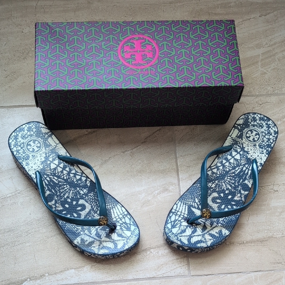 Tory Burch Blue Flip Flops for Women